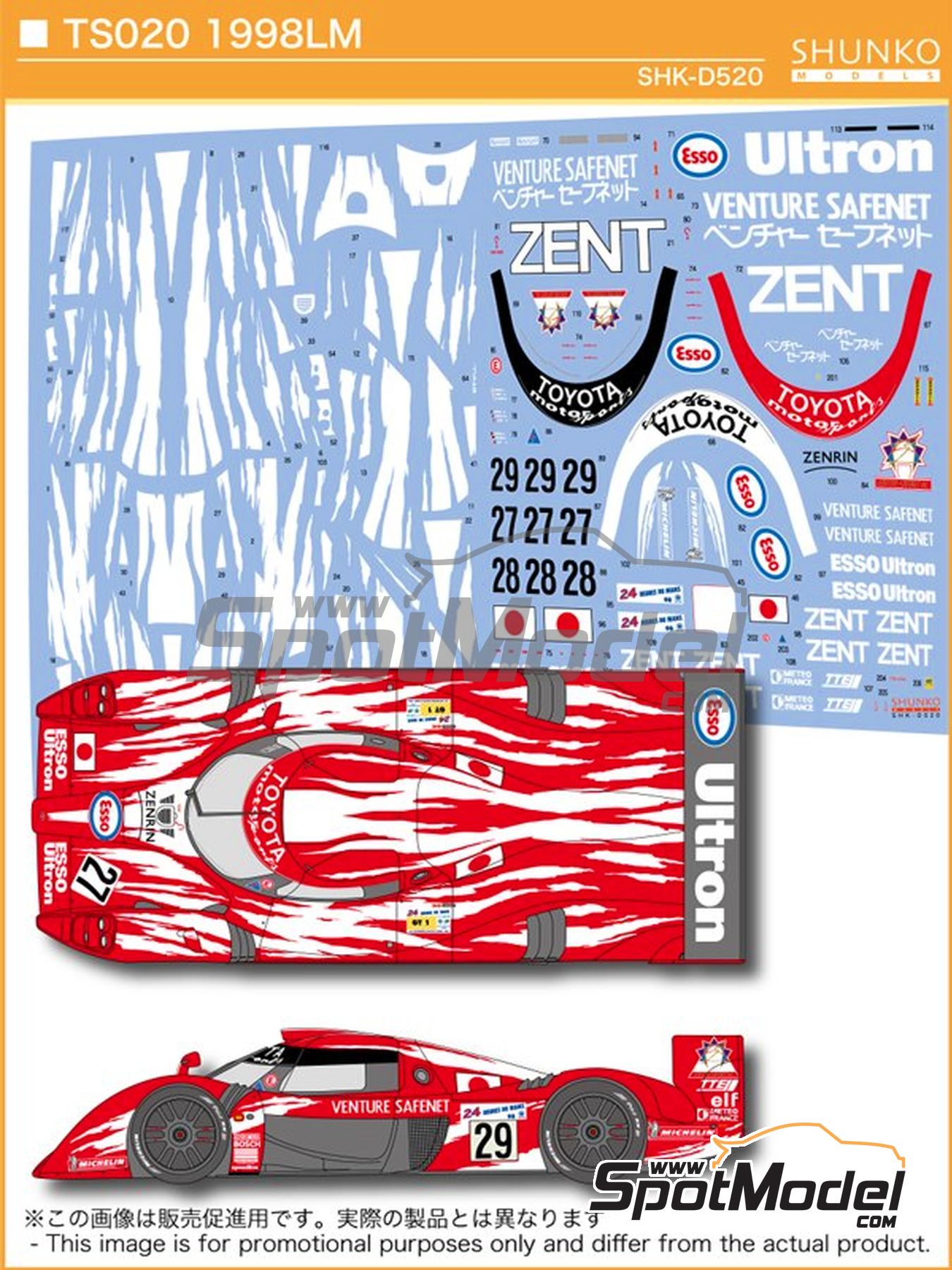 Shunko Models SHK-D520: Marking / livery 1/24 scale - Toyota TS020